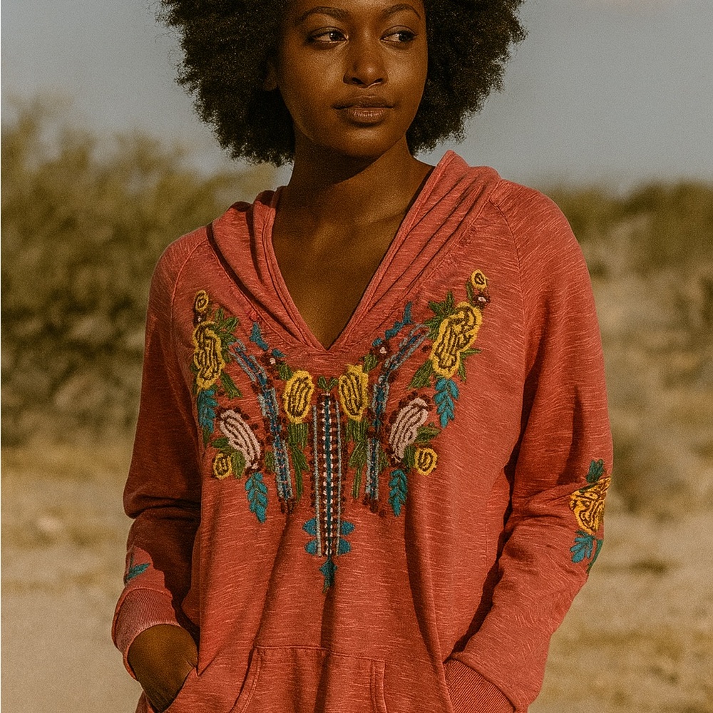 Avanti Red Embroidered Hoodie‎
